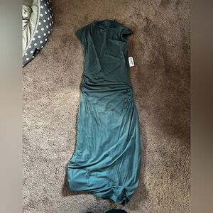 NWT Old Navy Dark Teal BodyCon with Ruched Detail Maxi Dress